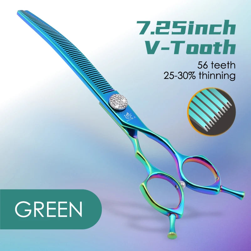 Curved Chunker Dog Grooming Scissors, 7.25 Inch 440C Steel