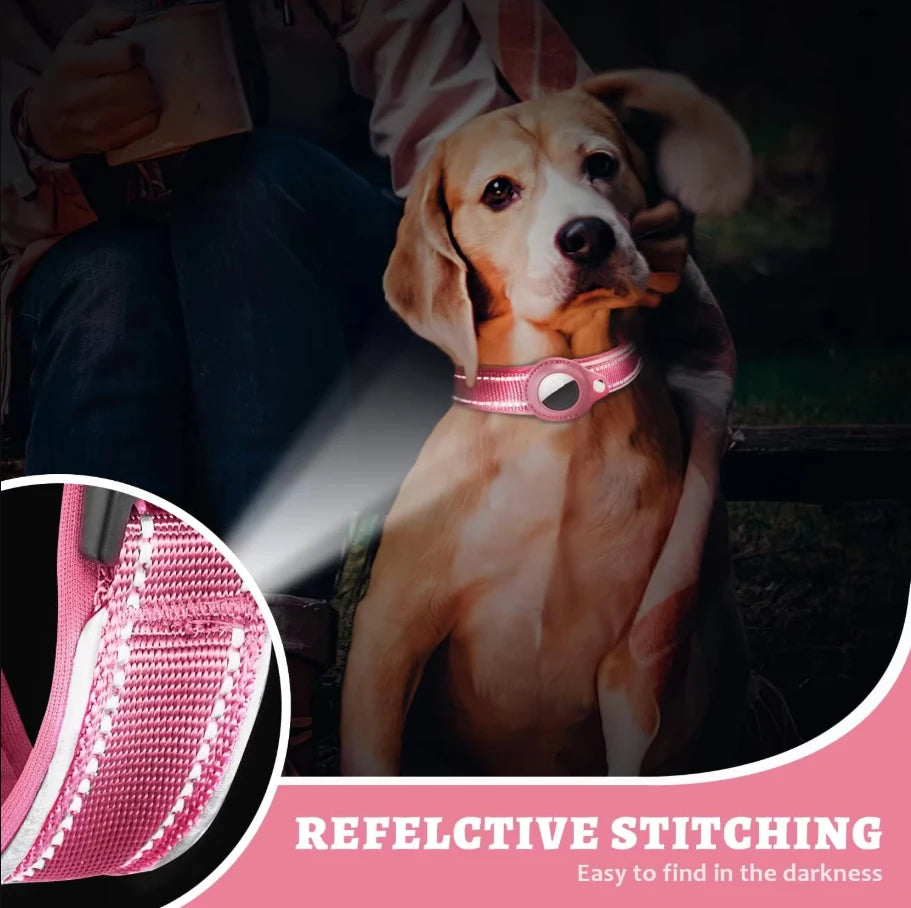 Reflective AirTag Dog Collar with Padded Neoprene Lining, S to XL