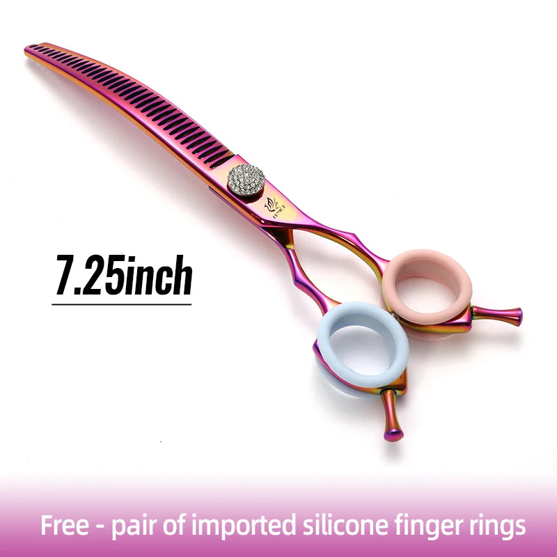 Curved Chunker Dog Grooming Scissors, 7.25 Inch 440C Steel