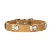 Leather Dog Collar for Small Dogs with Adjustable Buckle