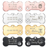 Engraved Bone Dog ID Tag, Personalized Stainless Steel Tag