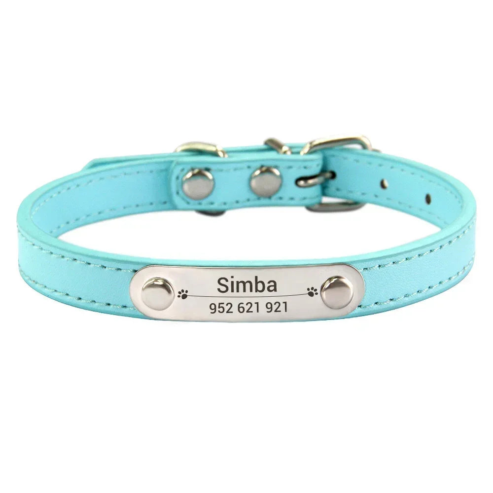 Personalized Dog Collar with Engraved Name Plate, 16 Colors