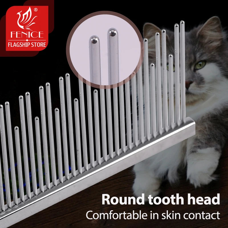 Stainless Steel Dog Grooming Comb with Tapered Pins, 4 Styles