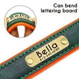 Personalized Leather Dog Collar with Engraved Nameplate ID Tag