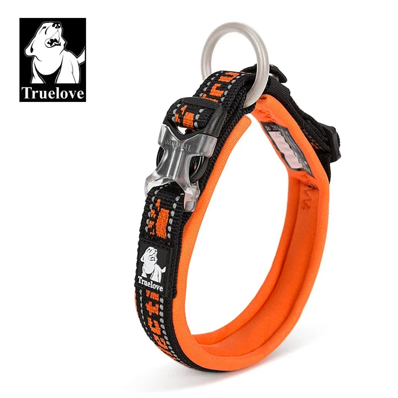 Reflective Neoprene Padded Dog Collar for Hiking and Running