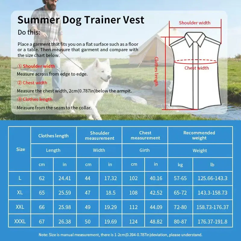Dog Training Vest for Handlers with Treat Pockets, Summer Weight