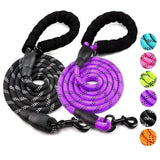 Reflective Rope Dog Leash with Foam Handle, 5 ft