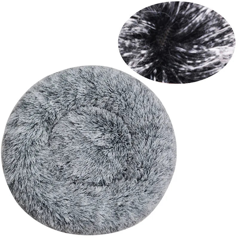 Round Plush Dog Bed, Fluffy Donut Bed for Small to Large Dogs