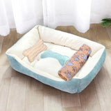 Plush Rectangle Dog Bed with Raised Sides in Candy Colors