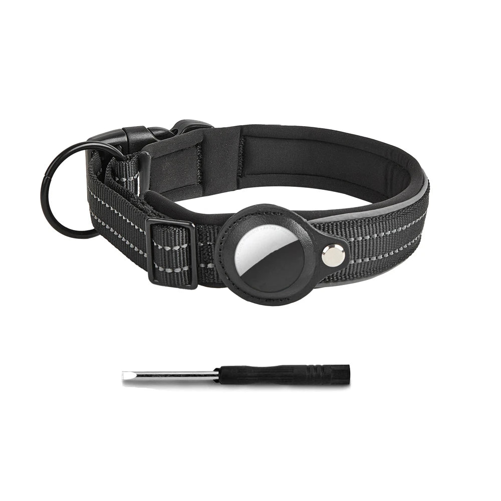 Reflective AirTag Dog Collar with Padded Neoprene Lining, S to XL