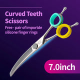 Curved Dog Grooming Thinning Shears, 7.25 Inch Japanese 440C