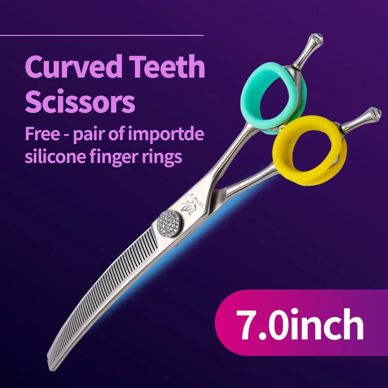 Curved Dog Grooming Thinning Shears, 7.25 Inch Japanese 440C