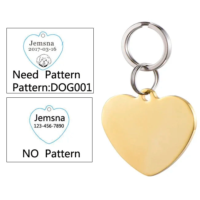Engraved Dog ID Tag, Two-Sided Stainless Steel Name Tag