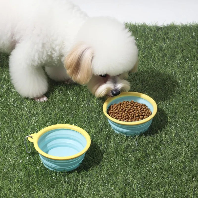 Clip-On Hiking Dog Bowl, Folds Flat for Trails and Road Trips
