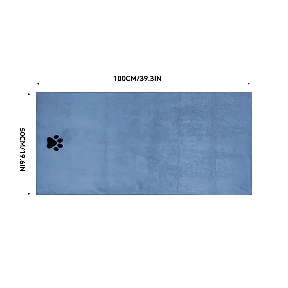 Microfiber Dog Bath Towel with Embroidered Paw Print