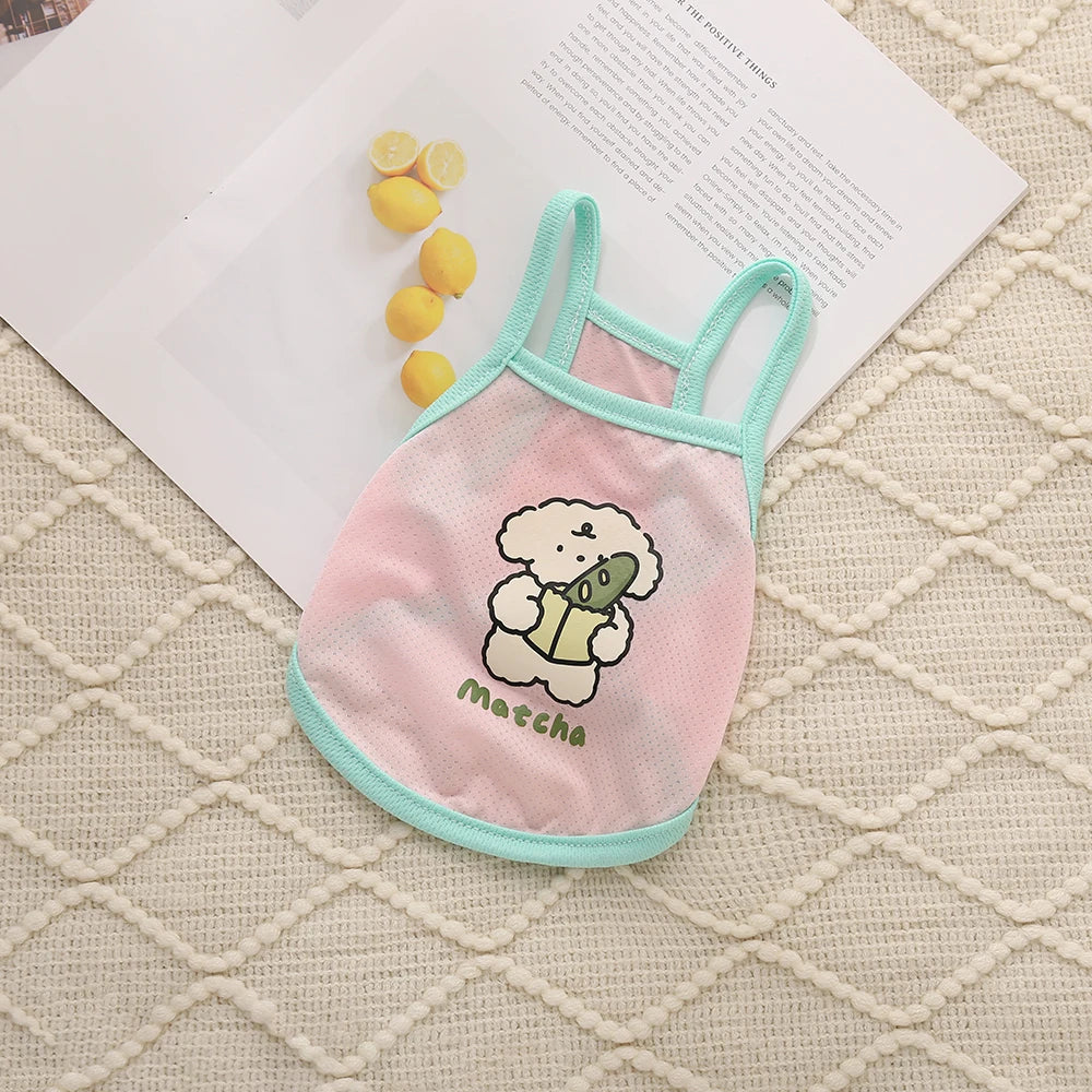 Summer Dog Tank Top in Breathable Ice Silk for Small Dogs