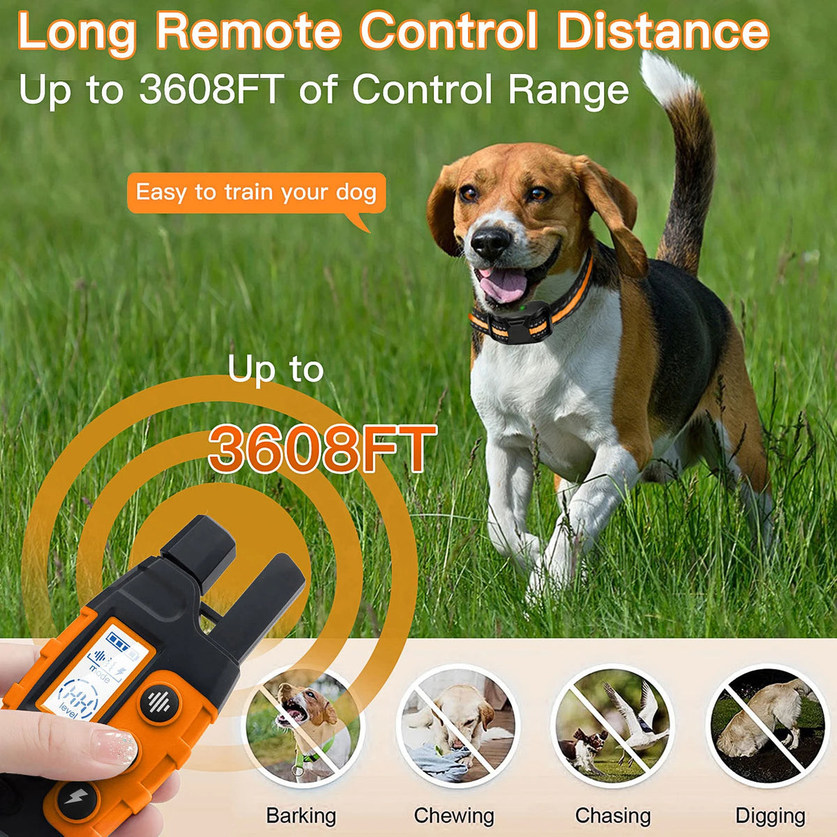 Remote Dog Training Collar with 3,300 Ft Range and 3 Modes