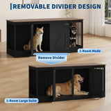 70.8" Farmhouse Double Dog Crate Furniture with Divider