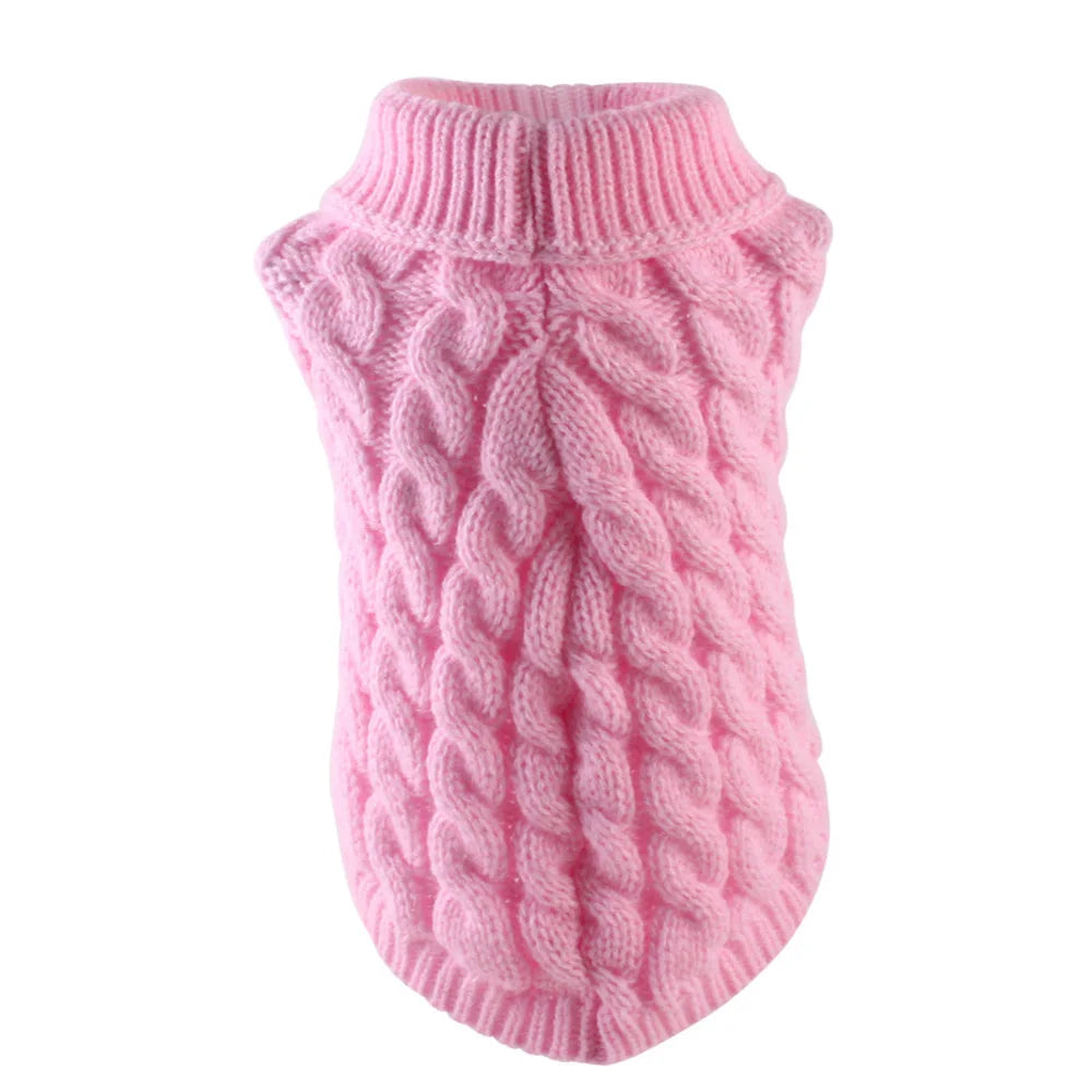 Classic Knit Dog Sweater for Small Dogs in 5 Solid Colors