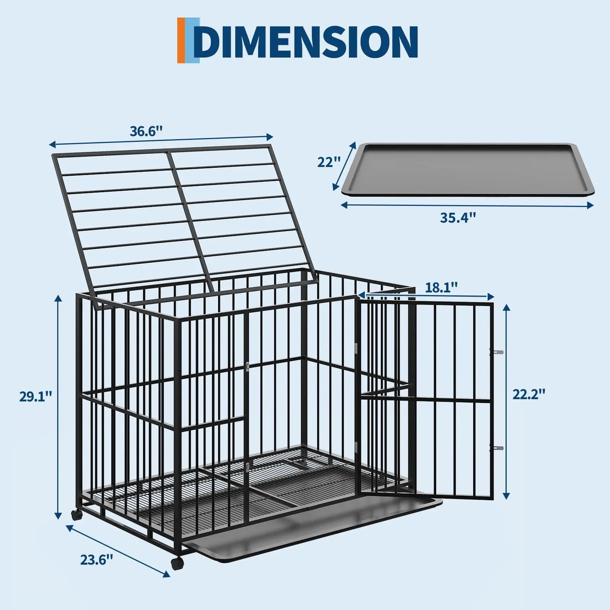 36 Inch Stainless Steel Dog Crate, Stackable Design