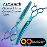 Curved Chunker Dog Grooming Scissors, 7.25 Inch 440C Steel