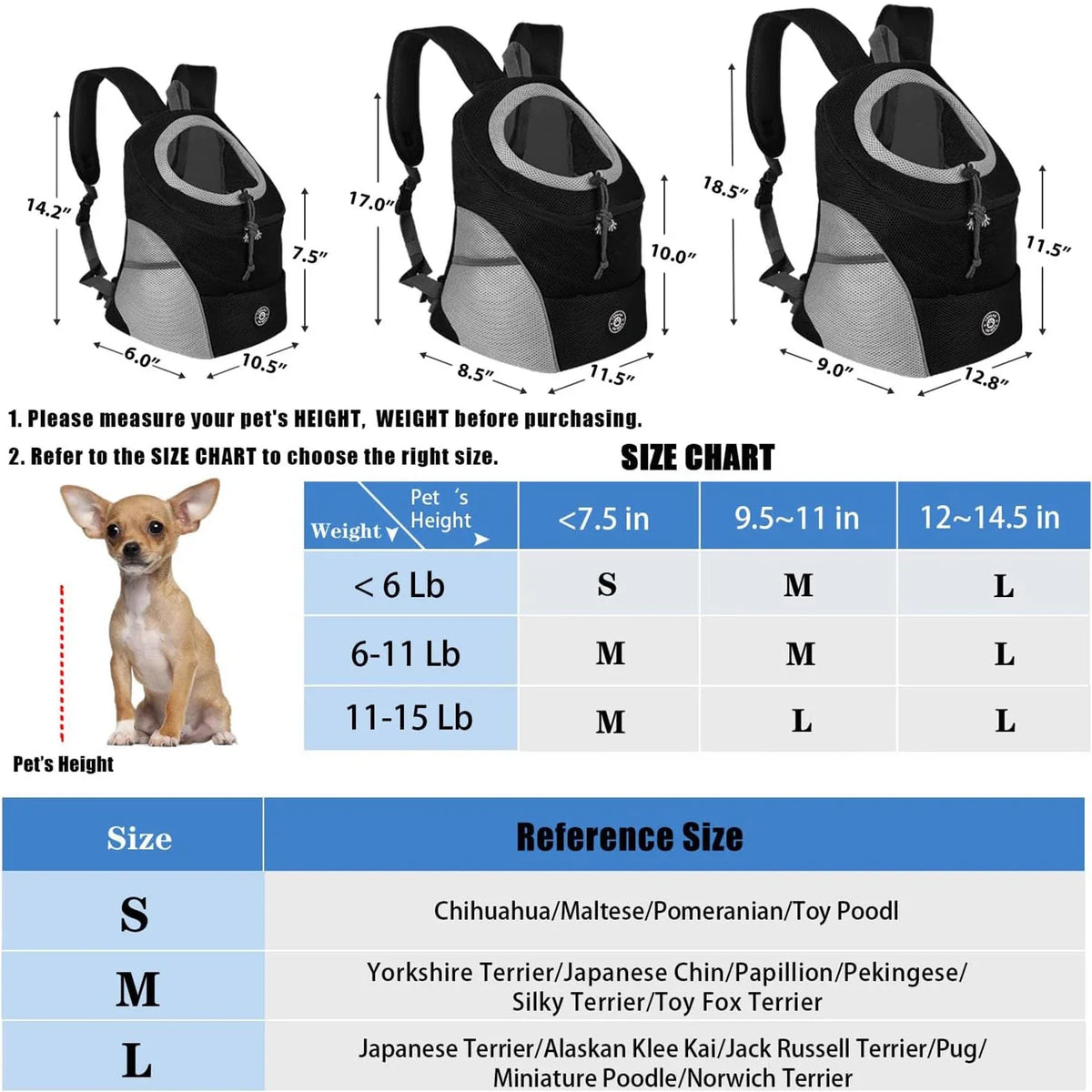 Front Dog Carrier Backpack with Head-Out Design for Small Dogs