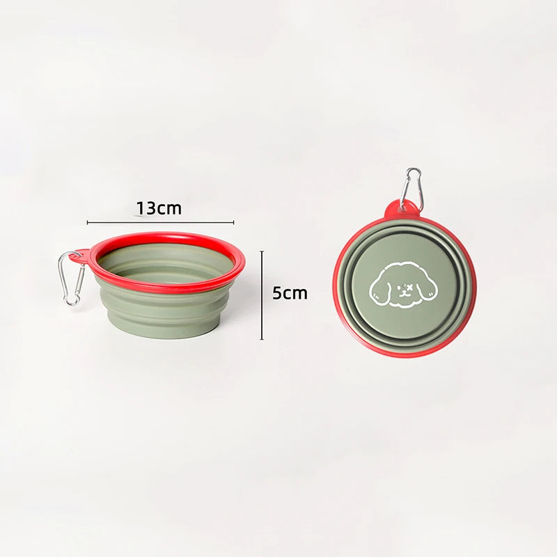 Collapsible Dog Bowl 350ml with Clip for Travel and Walks