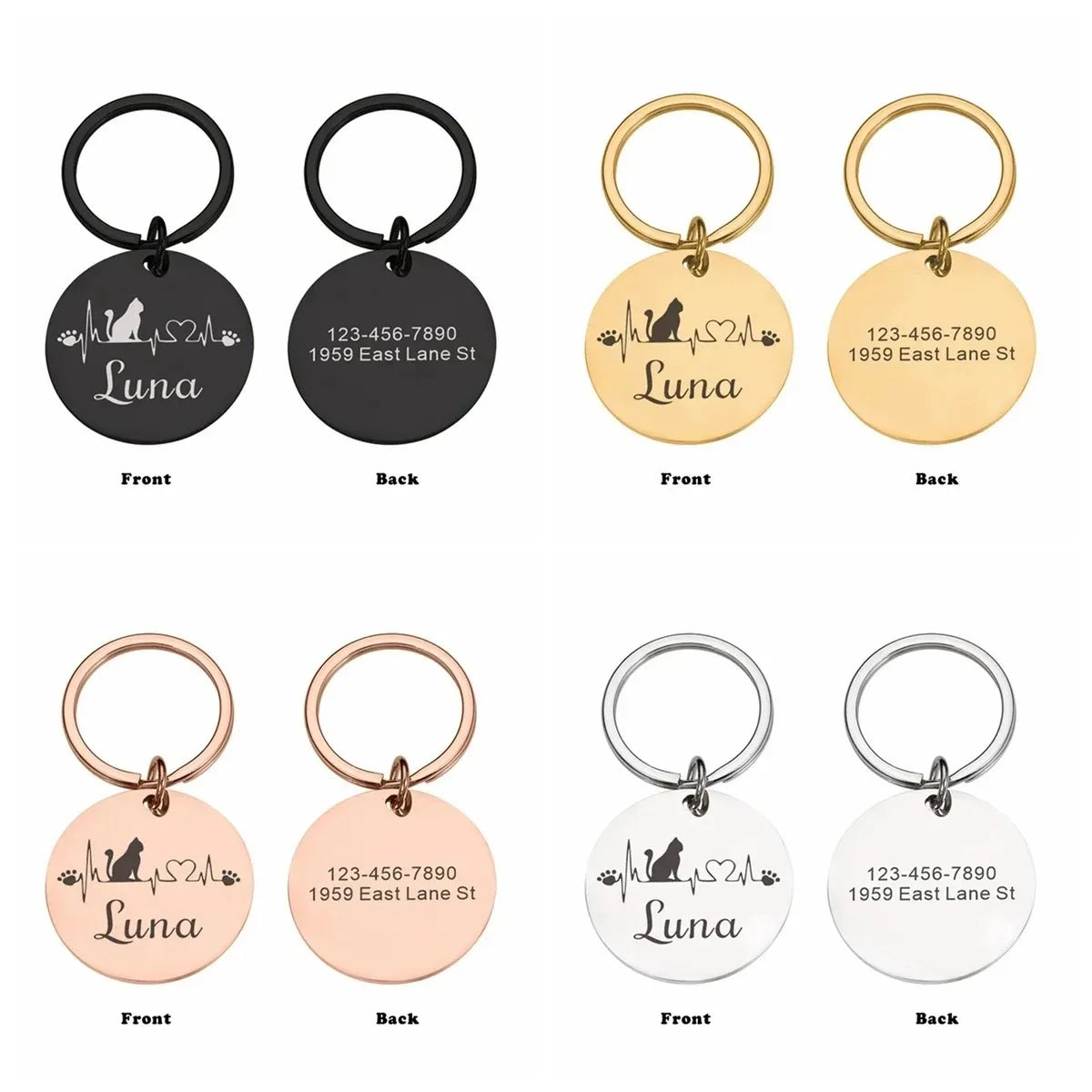 Double-Sided Custom Dog ID Tag with Name and Back Engraving