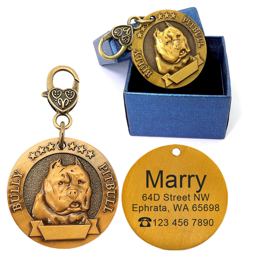 Personalized Dog Breed ID Tag with Engraved Name and Address