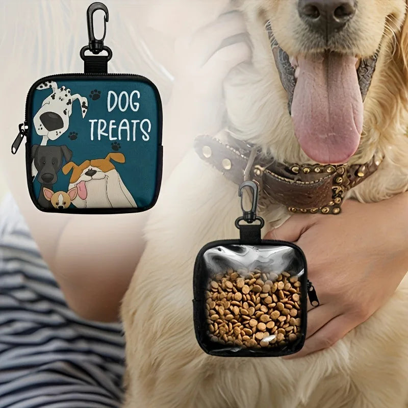 Dog Treat Pouch with Clip, Zippered Cartoon Dog Training Bag