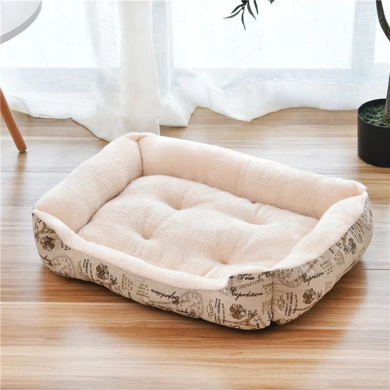 Plush Rectangle Dog Bed with Raised Sides in Candy Colors