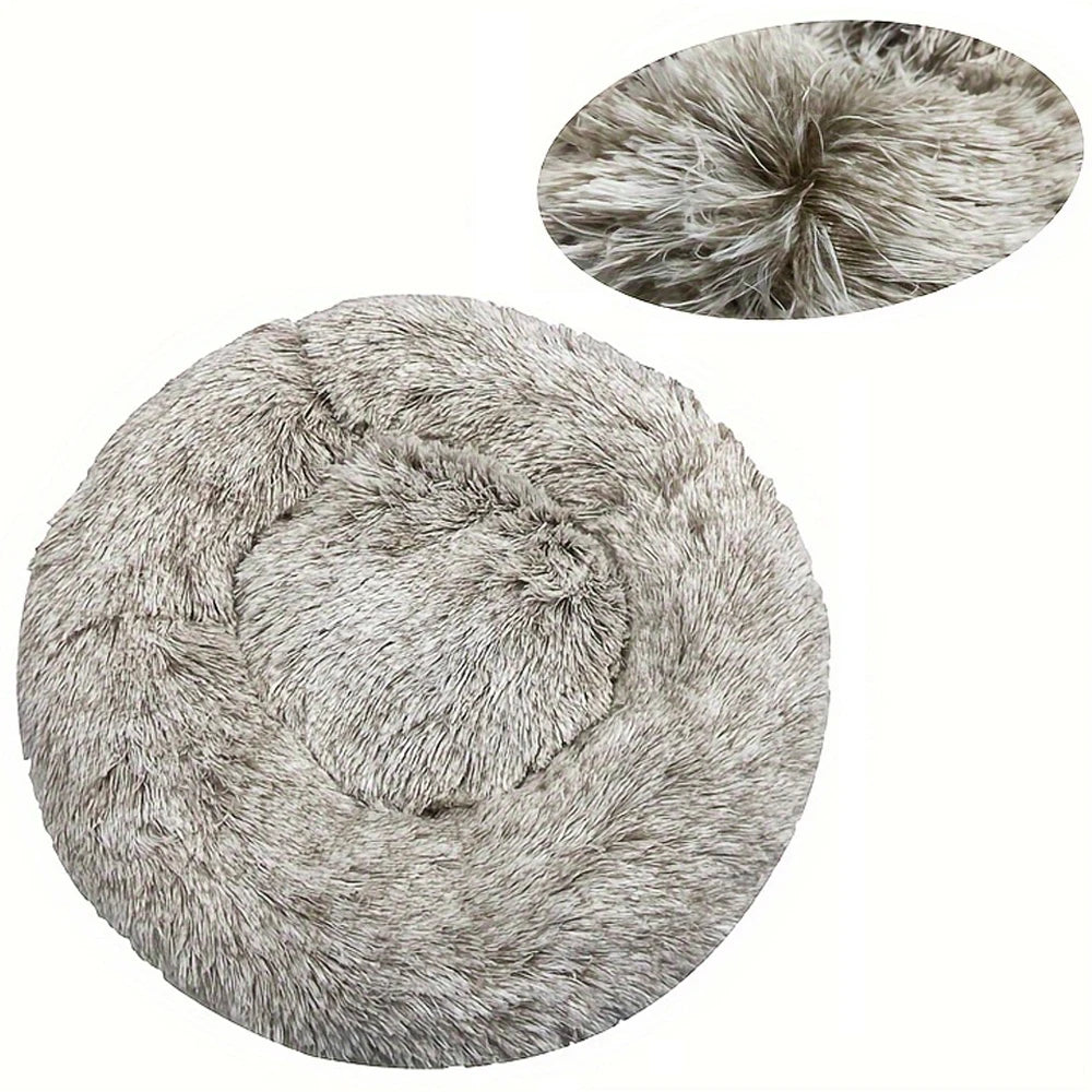 Round Plush Dog Bed, Fluffy Donut Bed for Small to Large Dogs