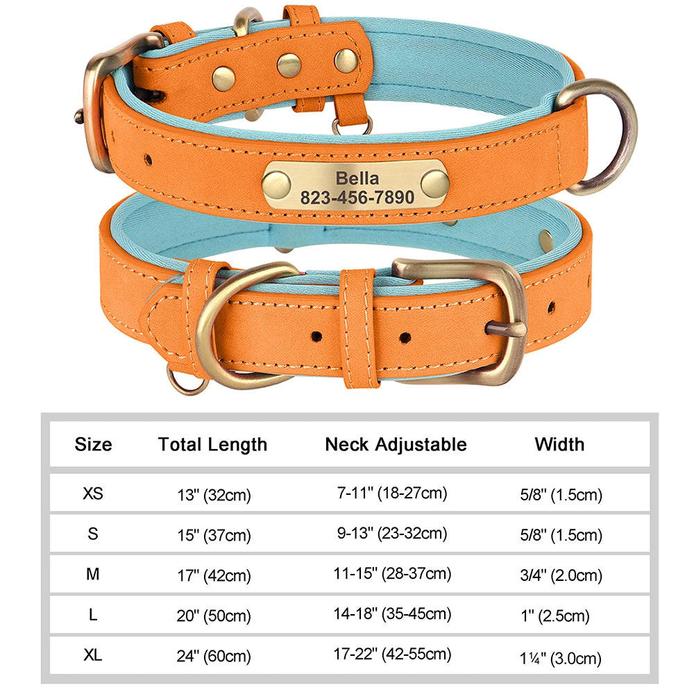 Personalized Dog Collar with Free Engraved ID Tag, PU Leather