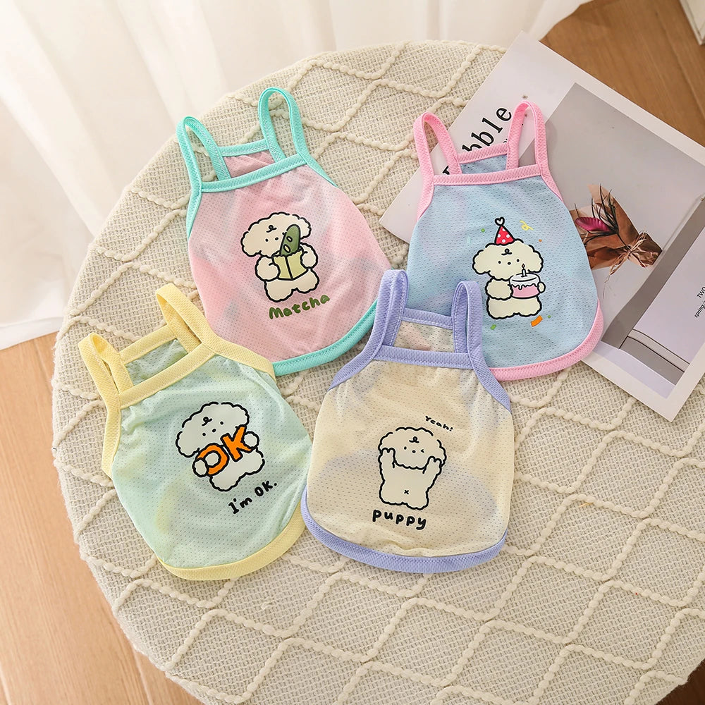 Summer Dog Tank Top in Breathable Ice Silk for Small Dogs