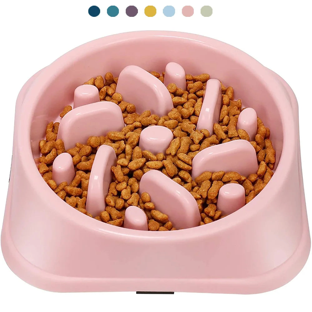 Anti-Gulping Puzzle Dog Bowl with Four Non-Slip Pads, Slow Feeder