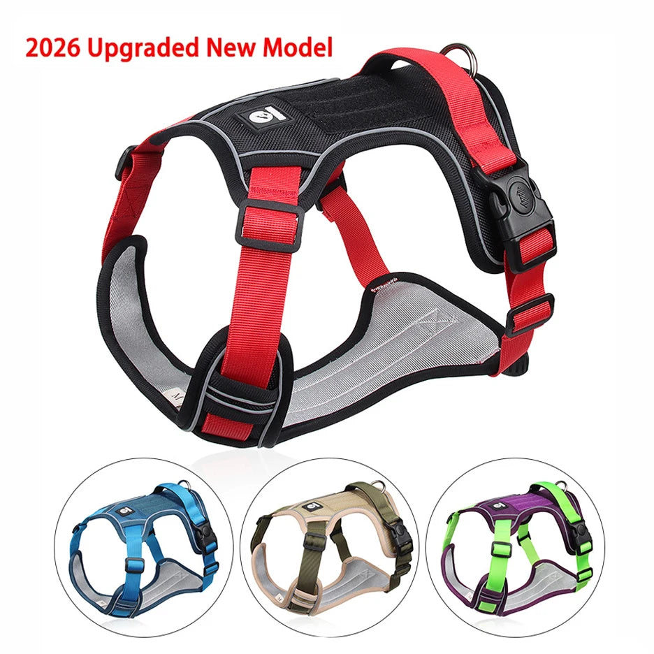 Padded Reflective Dog Harness Vest with Quick-Release Buckles