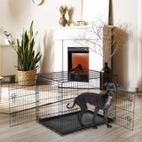 48 Inch Double Door Folding Dog Crate with Leak-Proof Tray