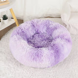 Fluffy Donut Dog Bed, Round Plush Bed for Small to Large Dogs