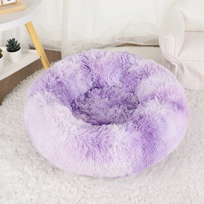 Fluffy Donut Dog Bed, Round Plush Bed for Small to Large Dogs