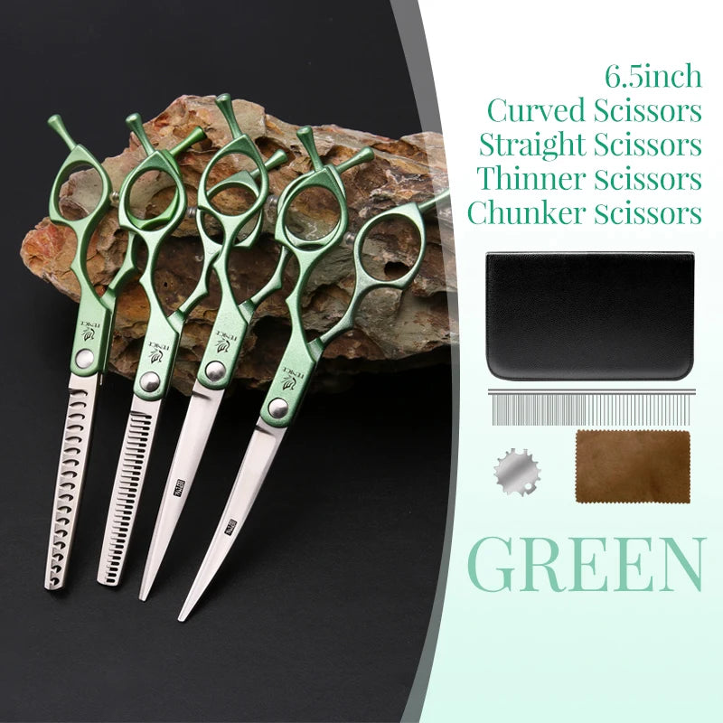 Fenice 6.5 Inch Dog Grooming Scissors Set, Straight, Curved & Thinning