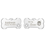 Engraved Bone Dog ID Tag, Personalized Stainless Steel Tag
