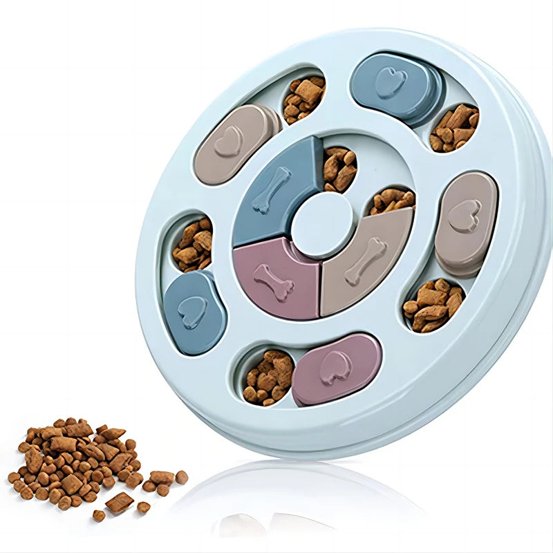 Dog Puzzle Feeder with Food Compartments, 9.4 in Round