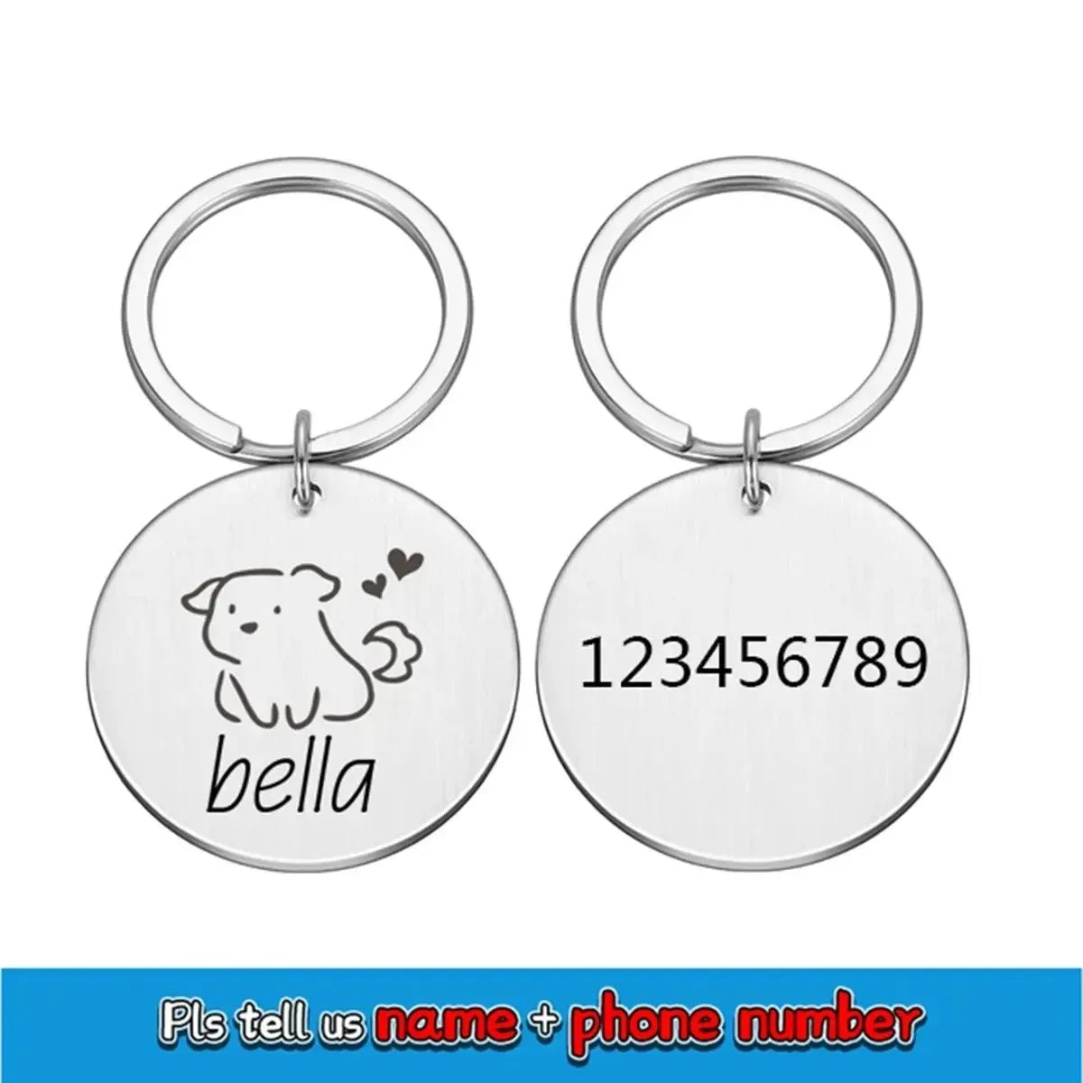 Double-Sided Custom Dog ID Tag with Name and Back Engraving