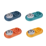 Stainless Steel Double Dog Bowl with Non-Slip Silicone Mat