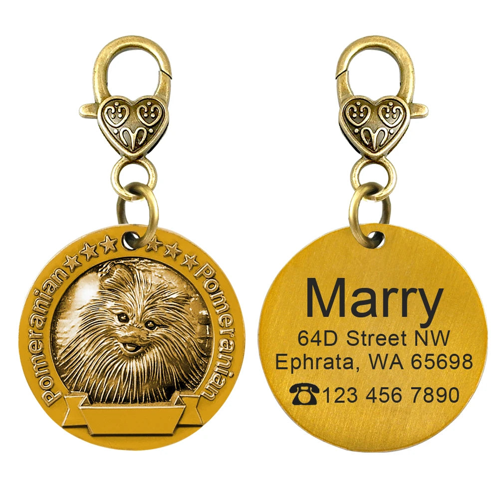 Engraved Copper Finish Dog Tag for Large Dogs, Personalized