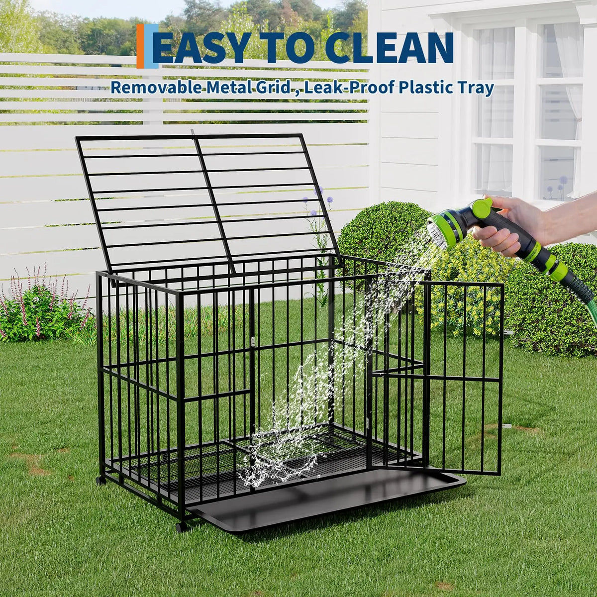 36 Inch Stainless Steel Dog Crate, Stackable Design