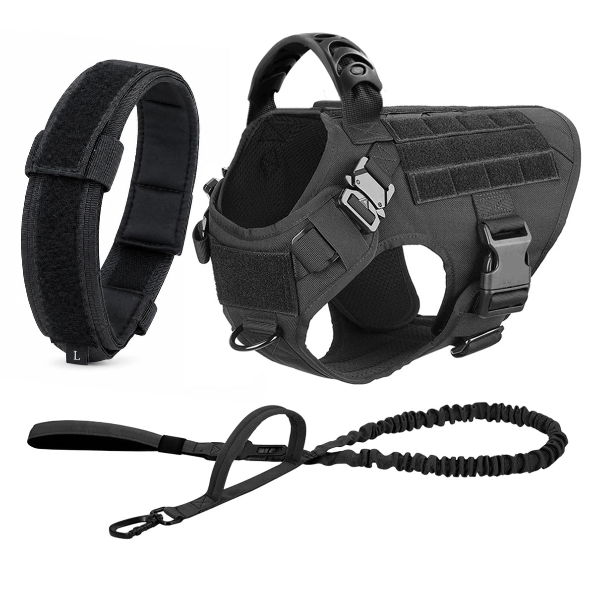Tactical Dog Harness with MOLLE Panels for Medium & Large Dogs