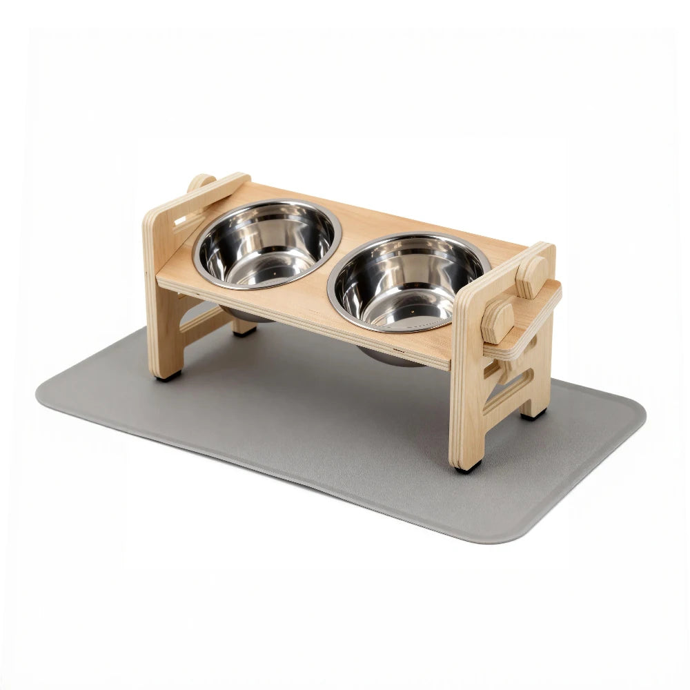 Elevated Dog Bowls, 15 Degree Tilted Stand, 2 Stainless Steel Bowls Dog Feeder