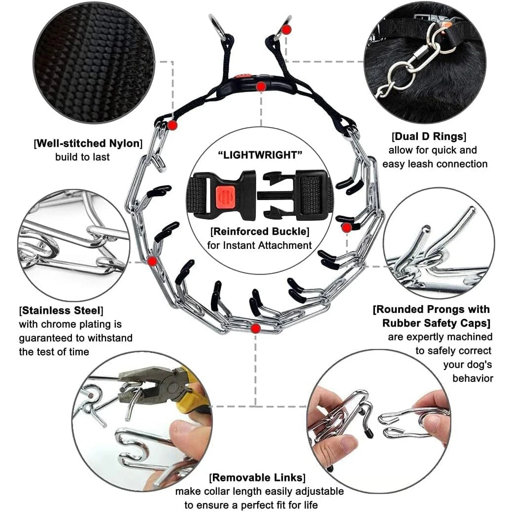 Prong Training Collar with Quick Release Buckle, Stainless Steel