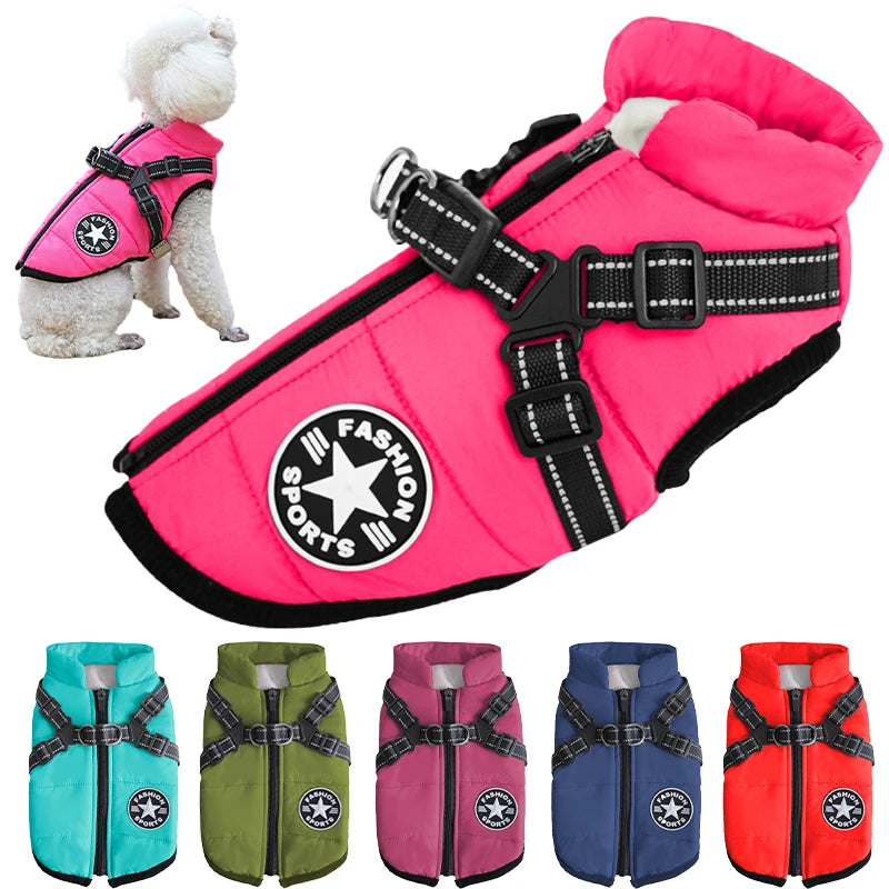 Waterproof Winter Dog Coat with Built-In Harness, S to 5XL